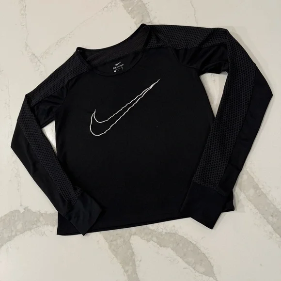 Nike Dri-FIT Long Sleeve Running Top Women’s Small Black Activewear Workout Gym - Picture 2 of 7